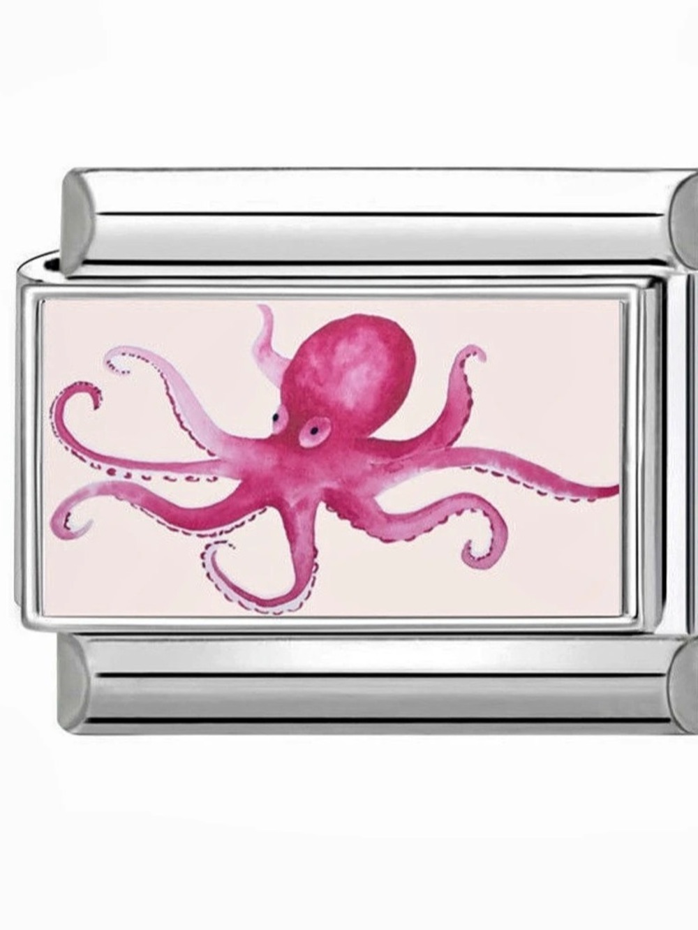 Octopus Italian Charm Bracelet Link Sea Life Silver & Pink New 9mm